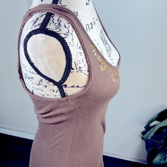 Guess Brown Sequin Embellished Tank Top size M - Picture 8 of 9